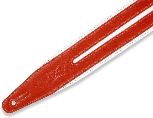 Levy's Leathers 2.5" Garment Leather Guitar Strap Double Racing Stripe Design; Black and Orange (MG317DRS-ORG_BLK) in Saudi Arabia