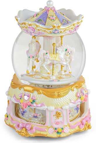 Carousel Horse Snow Globe Gift, Rotating Music Box with USB Charge, Birthday Anniversary for Wife Daughter Girl Girlfriend Husband Musical Box Changeable Light Plays Multiple Songs in Saudi Arabia