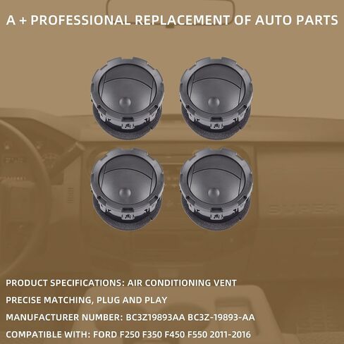 Dasbecan Dashboard Air Conditioning AC Heater Vent 4pcs Compatible with Ford F250 F350 F450 F550 2011-2016 Replaces# BC3Z19893AA BC3Z-19893-AA in Saudi Arabia