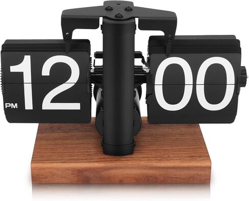Zerone Flip Clock Vintage, Retro Clock Automatic Turning Battery Operated Mechanical Clock for Home, Office, Retro Restaurant Hotel Decoration (Black) in Saudi Arabia