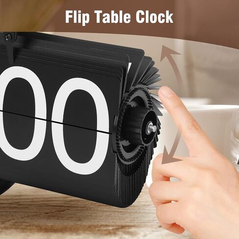 Zerone Flip Clock Vintage, Retro Clock Automatic Turning Battery Operated Mechanical Clock for Home, Office, Retro Restaurant Hotel Decoration (Black) in Saudi Arabia