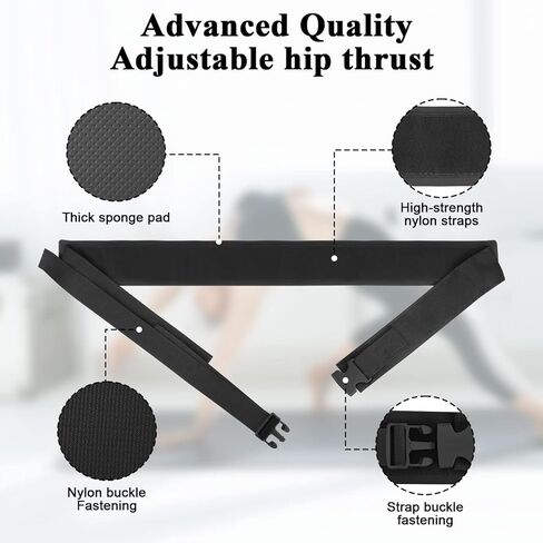 حزام دفع الورك، سهل الاستخدام مع الدمبل وأجراس كيتل بيل والألواح وحزام تمرين الورك مع بطانة مقاومة للانزلاق للصالة الرياضية والتدريبات المنزلية in Kuwait