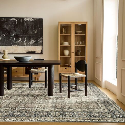 Black Grey Entryway Rug 2x3 Vintage Area Rug Indoor Kitchen Washable Door Mat Living Room Carpet Tribal Distressed Rug Retro Accent Throw Rug for Office Dining Room Bathroom Faux Wool in Saudi Arabia