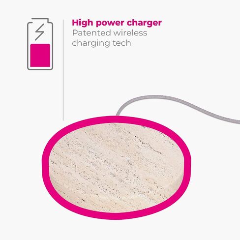 Eggtronic Wireless Charging Stone - Beautiful Wireless Charger, Qi Certified 10W High Speed Charger with Built-in Durable Braided Cable - Travertine in Saudi Arabia
