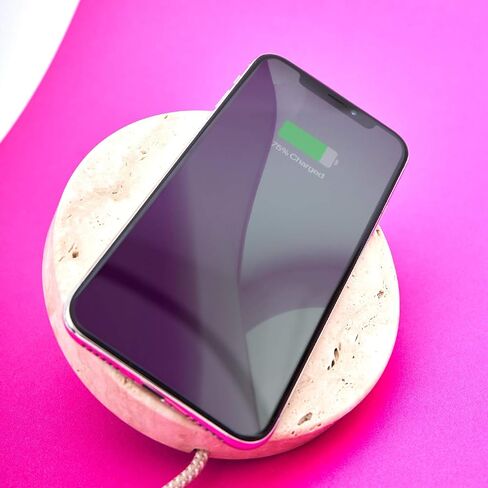 Eggtronic Wireless Charging Stone - Beautiful Wireless Charger, Qi Certified 10W High Speed Charger with Built-in Durable Braided Cable - Travertine in Saudi Arabia