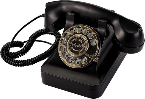Yopay هاتف أرضي دوار كلاسيكي، هواتف منزلية عتيقة مع وظيفة ميكانيكية ومكبر صوت للمنزل والمكتب والفندق والبار، أسود قديم in Kuwait