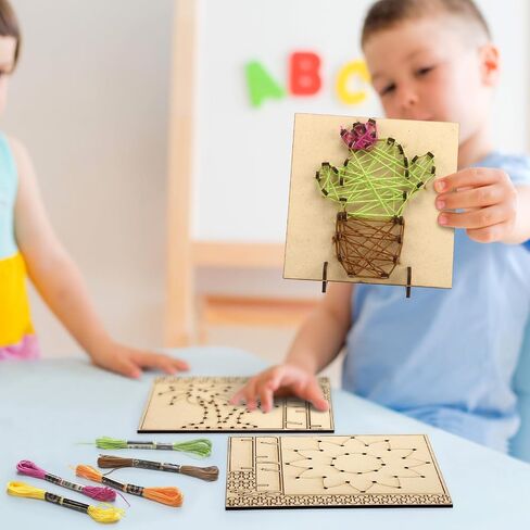 Janlaugh Set of 4 Summer String Art Kit Palm Trees Cactus Sunflowers Pineapple String Art Craft Wood Box Sign Make Your Own String Art Board with Stand Pins and Yarn DIY Activity Kits for Adults Kids in Saudi Arabia