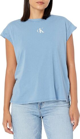 Calvin Klein Women's Minimal Logo Short Sleeve Tee Cut Shirt in Saudi Arabia
