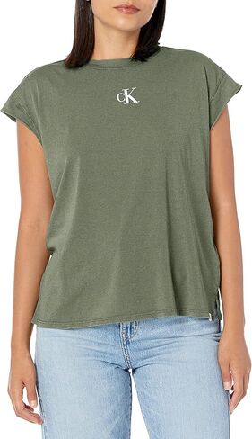 Calvin Klein Women's Minimal Logo Short Sleeve Tee Cut Shirt in Saudi Arabia