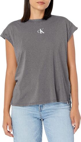 Calvin Klein Women's Minimal Logo Short Sleeve Tee Cut Shirt in Saudi Arabia
