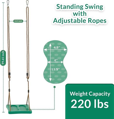 Machrus Swingan أرجوحة واقفة فريدة من نوعها مع حبال قابلة للتعديل - مجمعة بالكامل - أخضر in Kuwait