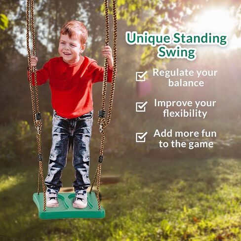 Machrus Swingan أرجوحة واقفة فريدة من نوعها مع حبال قابلة للتعديل - مجمعة بالكامل - أخضر in Kuwait