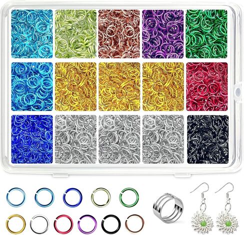 Hobbyworker 1400 Pieces 12mm Jump Rings, Jumping Ring for Jewelry Making, Open Jumping Ring for Chain Mail Jewelry Making (8mm Inner Diameter) in Kuwait