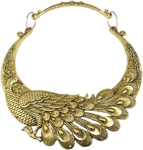 خمر العرقية منحوتة الطاووس قلادة مكتنزة طوق المختنق قلادة المجوهرات للنساء (الذهب) in Kuwait