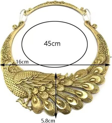 خمر العرقية منحوتة الطاووس قلادة مكتنزة طوق المختنق قلادة المجوهرات للنساء (الذهب) in Kuwait