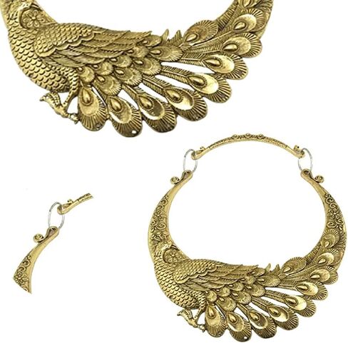 خمر العرقية منحوتة الطاووس قلادة مكتنزة طوق المختنق قلادة المجوهرات للنساء (الذهب) in Kuwait