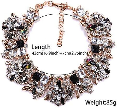 كريستال حجر الراين بيان قلادة-خمر سلسلة مكتنزة المختنق طوق مريلة بيان قلادة الأزياء والمجوهرات القلائد للنساء in Kuwait
