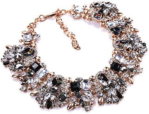 كريستال حجر الراين بيان قلادة-خمر سلسلة مكتنزة المختنق طوق مريلة بيان قلادة الأزياء والمجوهرات القلائد للنساء in Kuwait