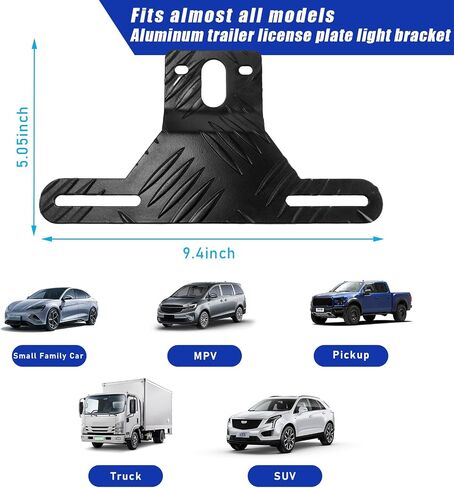 Aluminum License Plate Light Bracket, Auto License Plate Holder Bracket with Light Mount, Universal Vehicle Accessories for Mounting Bracket Trailers, Trucks, Cars (1 PC, Silver) in Saudi Arabia