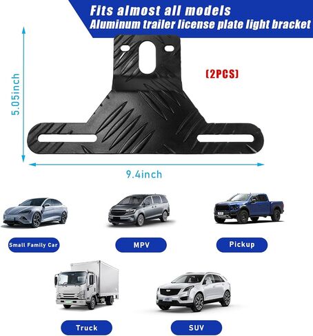 Aluminum License Plate Light Bracket, Auto License Plate Holder Bracket with Light Mount, Universal Vehicle Accessories for Mounting Bracket Trailers, Trucks, Cars (1 PC, Silver) in Saudi Arabia