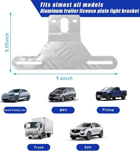 Aluminum License Plate Light Bracket, Auto License Plate Holder Bracket with Light Mount, Universal Vehicle Accessories for Mounting Bracket Trailers, Trucks, Cars (1 PC, Silver) in Saudi Arabia