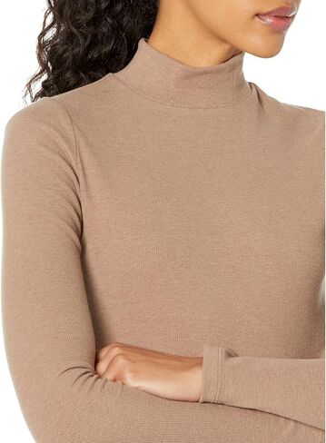 UGG Women's Nimah Ribbed Mock Neck Top Shirt, Tortoise, Small in Saudi Arabia