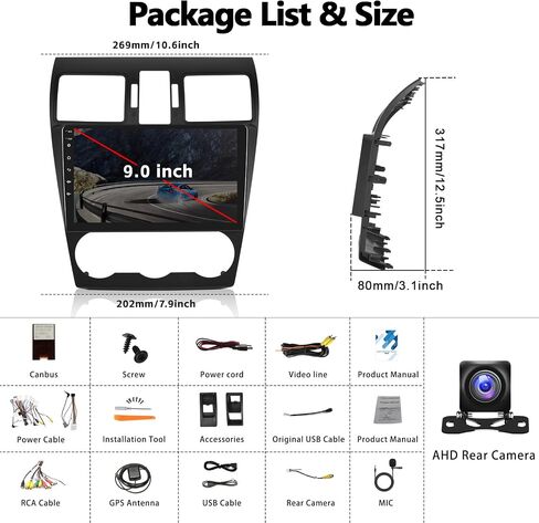 SIXWIN 2G+64G Andorid 13 ستيريو سيارة لسوبارو فورستر 2013 2014 Navi مع Carplay Android Auto Mirror Link 9 بوصة تعمل باللمس راديو السيارة بلوتوث FM GPS ملاحة WiFi HiFi كاميرا احتياطية MIC in Saudi Arabia