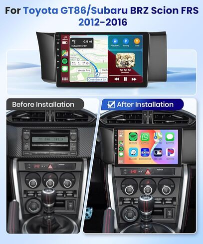 【2+64G】 لسيارة Toyota GT86/Subaru BRZ Scion FRS 2012-2016 Android 13 ستيريو راديو السيارة، Carplay Android Auto 9 بوصة شاشة بلوتوث مستقبل صوت السيارة GPS واي فاي كاميرا احتياطية FM/RDS HiFi SWC in Kuwait