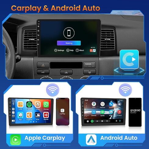 2+64GB 9 Inch Touchscreen Stereo Kit for Toyota Corolla EX 2005-2012 Android 13 Car Radio with Wireless CarPlay Android Auto FM/RDS GPS Bluetooth WiFi USB MIC SWC Canbus RCA+AHD Backup Camera in Saudi Arabia