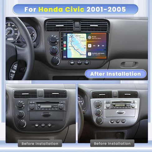 لسيارة Honda Civic 2001-2005 Android 13 Car StereoWireless Apple Carplay، 8 Core 4+64GB 9 بوصة IPS تعمل باللمس Android Auto Radio مع 59 سمة تخصيص التطبيقات ودعم نظام تحديد المواقع العالمي (GPS) in Kuwait