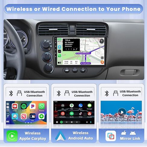 لسيارة Honda Civic 2001-2005 Android 13 Car StereoWireless Apple Carplay، 8 Core 4+64GB 9 بوصة IPS تعمل باللمس Android Auto Radio مع 59 سمة تخصيص التطبيقات ودعم نظام تحديد المواقع العالمي (GPS) in Kuwait