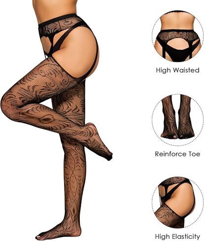 المرأة عالية الخصر الجوارب جوارب شبكية الفخذ العليا جوارب طويلة حجم كبير جوارب شبكية للنساء فستان in Kuwait