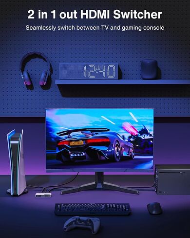 محول HDMI 2.1 8K HDMI، iVANKY 4K@120 هرتز، محول HDMI ثنائي الاتجاه يدعم 8K@60 هرتز، 2 في 1 مخرج، 1 في 2 خارج (شاشة واحدة في كل مرة)، 48 جيجابت في الثانية لجهاز PS4/PS5 Xbox Roku Apple TV Fire Stick Sony TV in Kuwait