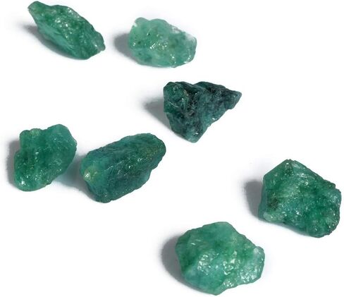 REAL-GEMS أحجار كريمة خشنة من الزمرد الأخضر 68.50 قيراط أحجار زمرد خشنة، أحجار كريمة فضفاضة، مجموعة من 7 قطع من أحجار كريمة خشنة خام in Saudi Arabia