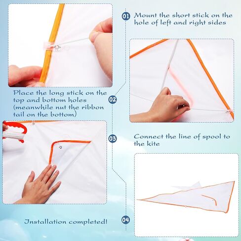 10 قطع كبيرة من الطائرات الورقية الفارغة DIY، طائرات ورقية كبيرة الحجم مع 36 قطعة من أقلام الألوان المائية وسلسلة طائرات ورقية بطول 196.85 قدم، أدوات صنع الطائرات الورقية للأطفال والبنات والأولاد في الهواء الطلق وألعاب أنشطة الشاطئ in Kuwait
