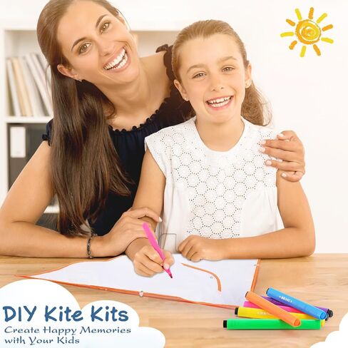 10 قطع كبيرة من الطائرات الورقية الفارغة DIY، طائرات ورقية كبيرة الحجم مع 36 قطعة من أقلام الألوان المائية وسلسلة طائرات ورقية بطول 196.85 قدم، أدوات صنع الطائرات الورقية للأطفال والبنات والأولاد في الهواء الطلق وألعاب أنشطة الشاطئ in Kuwait