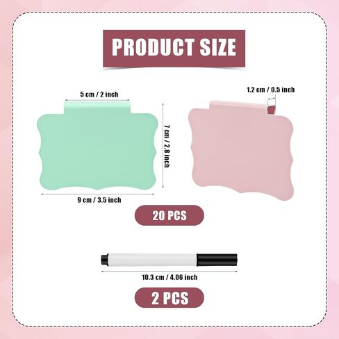 20pcs Basket Labels Clip, Plastic Basket Labels Clip on with 2pcs Writing Tool Storage Bin Labels Clip on Basket Label Holder for Storage Bins Box Organization in Saudi Arabia
