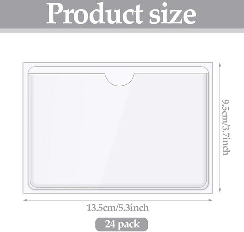 24 حزمة من جيوب بطاقات الفهرسة ذاتية اللصق مقاس 3 × 5 بوصات حاملات ملصقات بلاستيكية شفافة مع فتحة علوية للتحميل وصناديق التخزين والمكتبة والخزانة in Kuwait