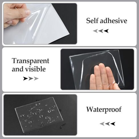 24 حزمة من جيوب بطاقات الفهرسة ذاتية اللصق مقاس 3 × 5 بوصات حاملات ملصقات بلاستيكية شفافة مع فتحة علوية للتحميل وصناديق التخزين والمكتبة والخزانة in Kuwait