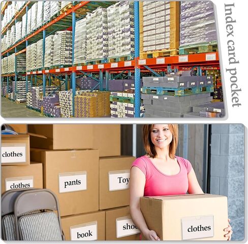 24 حزمة من جيوب بطاقات الفهرسة ذاتية اللصق مقاس 3 × 5 بوصات حاملات ملصقات بلاستيكية شفافة مع فتحة علوية للتحميل وصناديق التخزين والمكتبة والخزانة in Kuwait