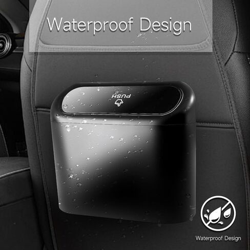 ABS Mini Car Trash Can - Waterproof Car Garbage Can with 1 Roll/30Pcs Trash Bags, Space Saving Car Trash Bin, Lightweight Trash Can for Car with Removable Hooks in Saudi Arabia