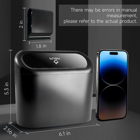 ABS Mini Car Trash Can - Waterproof Car Garbage Can with 1 Roll/30Pcs Trash Bags, Space Saving Car Trash Bin, Lightweight Trash Can for Car with Removable Hooks in Saudi Arabia