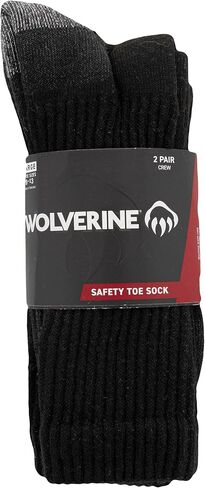 Wolverine Men's Safety Toe Work Boot Crew Socks - 2 Pairs - Durable Cushioning in Saudi Arabia