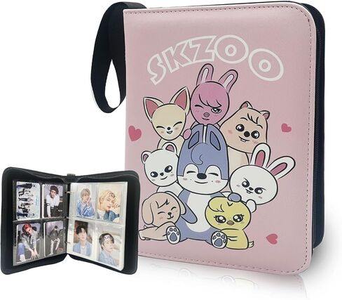 حافظة بطاقات الصور الفوتوغرافية من Kpop SKZoo Merch، كتاب حامل بطاقات الصور الفوتوغرافية ذو 400 جيب كرتوني لطيف مع ألبوم صور بأكمام لحامل بطاقات الصور الضالة (SKZ) in Saudi Arabia