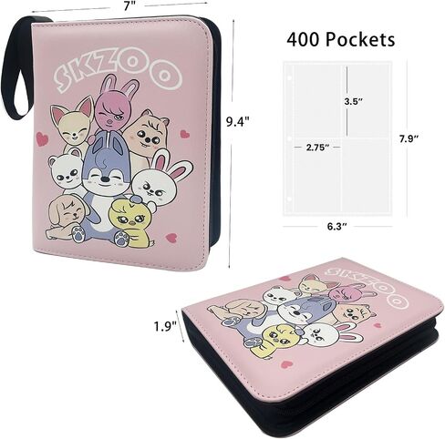 حافظة بطاقات الصور الفوتوغرافية من Kpop SKZoo Merch، كتاب حامل بطاقات الصور الفوتوغرافية ذو 400 جيب كرتوني لطيف مع ألبوم صور بأكمام لحامل بطاقات الصور الضالة (SKZ) in Saudi Arabia