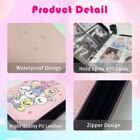 حافظة بطاقات الصور الفوتوغرافية من Kpop SKZoo Merch، كتاب حامل بطاقات الصور الفوتوغرافية ذو 400 جيب كرتوني لطيف مع ألبوم صور بأكمام لحامل بطاقات الصور الضالة (SKZ) in Saudi Arabia
