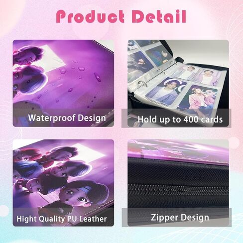 حافظة بطاقات الصور الفوتوغرافية من Kpop SKZoo Merch، كتاب حامل بطاقات الصور الفوتوغرافية ذو 400 جيب كرتوني لطيف مع ألبوم صور بأكمام لحامل بطاقات الصور الضالة (SKZ) in Kuwait