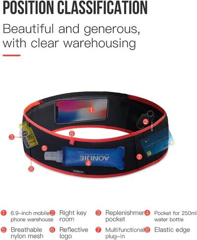 AONIJIE Lovtour Running Belt Waist Pack, Flip Waist Belt,with 250ml Soft Water Bottle Free and Lightweight for Marathon Climbing Jogging Cycling Workout Fitness Mobile Phone Holder in Saudi Arabia