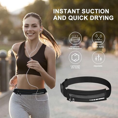quwei حزام الجري النحيف للنساء والرجال هدية، حزام الخصر للعدائين مع شريط عاكس، حامل هاتف حزمة فاني للركض، حزام الحقيبة الجري قابل للتعديل للمشي لمسافات طويلة وركوب الدراجات in Kuwait