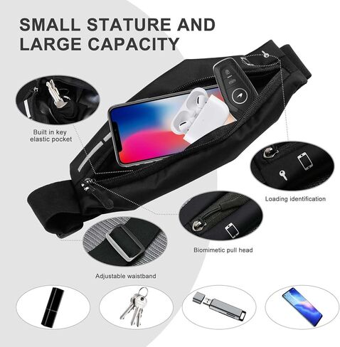 quwei حزام الجري النحيف للنساء والرجال هدية، حزام الخصر للعدائين مع شريط عاكس، حامل هاتف حزمة فاني للركض، حزام الحقيبة الجري قابل للتعديل للمشي لمسافات طويلة وركوب الدراجات in Kuwait